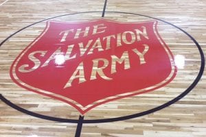 The Salvation Army basketball court logo