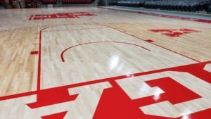 End view of basketball court at Fertitta Center, UH Cougars